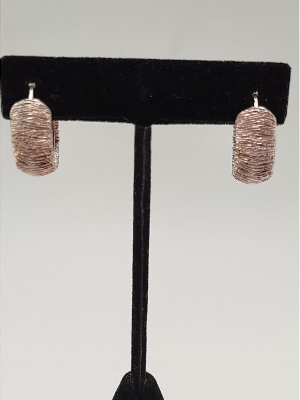 Milor VTG Italy 925 Rose Vermeil Textured Hoop Earrings
